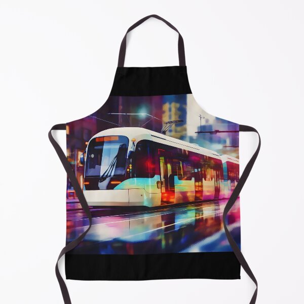 Item preview, ART: vibrant future metropolis, one image at a time of tram, light bokeh, defocused background designed and sold by Gabi.Media.
