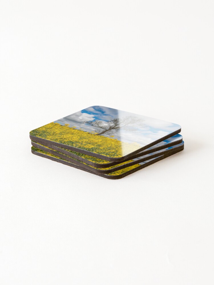 Thumbnail 4 of 5, Coasters (Set of 4), Lone Tree In A Rapeseed Field designed and sold by AJEvans.