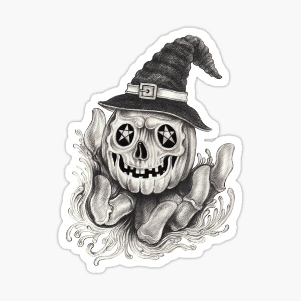 Pumpkin and Witch Hat Tattoo Design. - Etsy