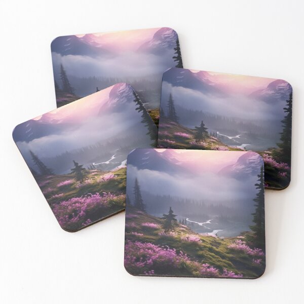 Item preview, Misty forest with river at sunset long exposure - Landscape photography designed and sold by TheArtistOf2022.