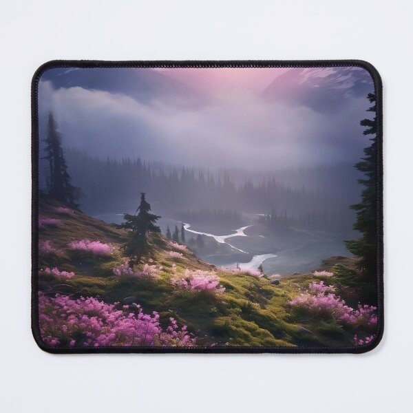 Item preview, Misty forest with river at sunset long exposure - Landscape photography designed and sold by TheArtistOf2022.