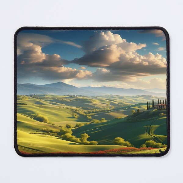 Item preview, Tuscany fields and farmhouse on hills at sunrise - Landscape photography designed and sold by TheArtistOf2022.