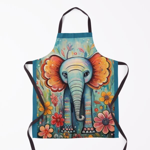 Item preview, Folk Art Elephant with Colorful Flowers designed and sold by sweet1342.