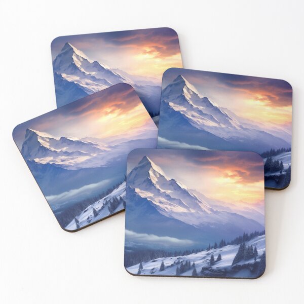 Item preview, Mountain and trees in Winter at sunrise - Landscape photography designed and sold by TheArtistOf2022.