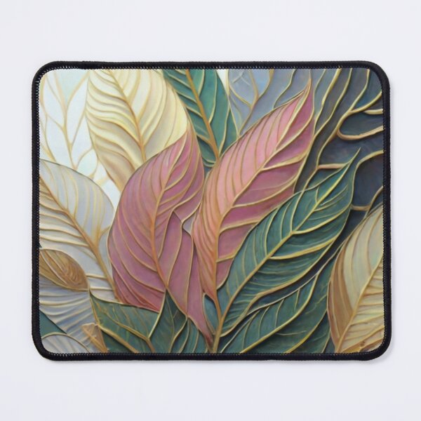Item preview, leaves in pastel colors with thin golden lines on the edges painting, vivid, art vivid, painting logo picture leaves pastel colors cream pink green designed and sold by gulka8.