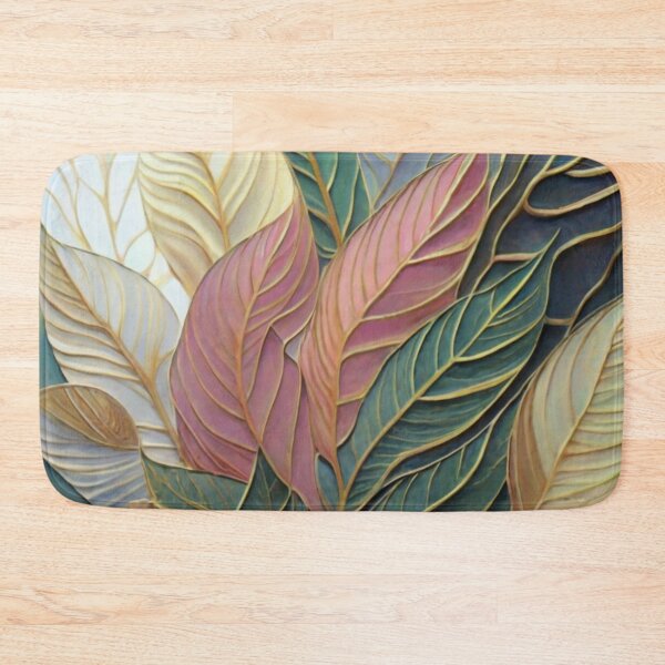 Item preview, leaves in pastel colors with thin golden lines on the edges painting, vivid, art vivid, painting logo picture leaves pastel colors cream pink green designed and sold by gulka8.