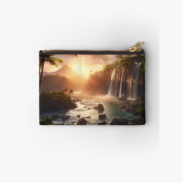 Item preview, Misty forest with waterfalls at sunset long exposure - Landscape photography designed and sold by TheArtistOf2022.