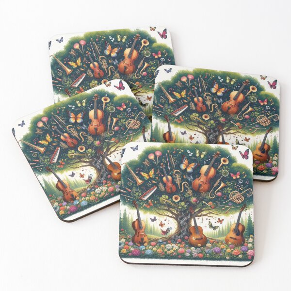 Item preview, Enchanted Melodies: Musical Forest Symphony designed and sold by TextileTrove.