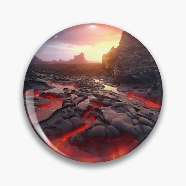 Item preview, Volcano eruption with lava in ground at sunset - Landscape photography designed and sold by TheArtistOf2022.