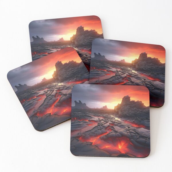 Item preview, Volcano eruption with lava in ground at sunset - Landscape photography designed and sold by TheArtistOf2022.