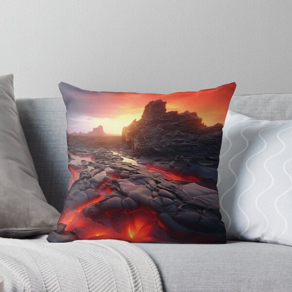 Item preview, Volcano eruption with lava in ground at sunset - Landscape photography designed and sold by TheArtistOf2022.