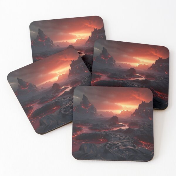 Item preview, Volcano eruption with lava in ground at sunset - Landscape photography designed and sold by TheArtistOf2022.