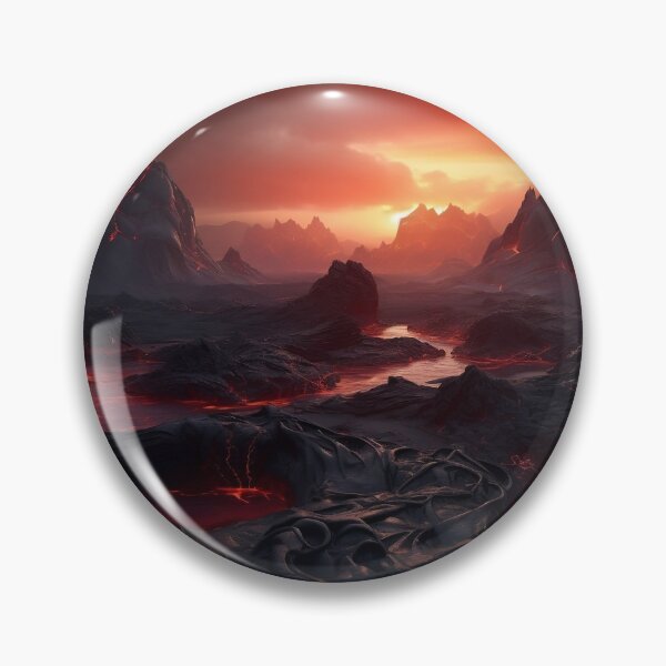 Item preview, Volcano eruption with lava in ground at sunset - Landscape photography designed and sold by TheArtistOf2022.