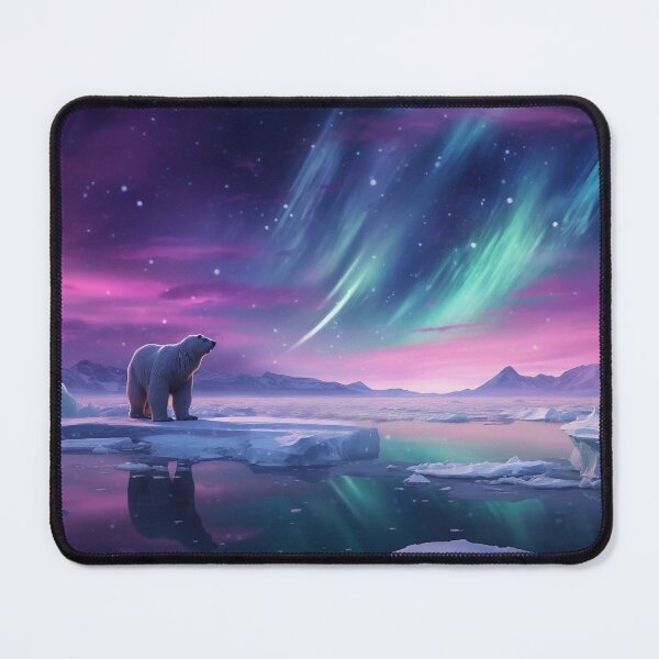 Item preview, Iceland and polar bear with aurora night sky in long exposure - Landscape photography designed and sold by TheArtistOf2022.