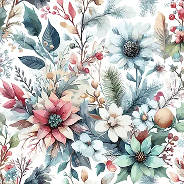 Artwork thumbnail, Winter Flower Pattern by GraphicsClub