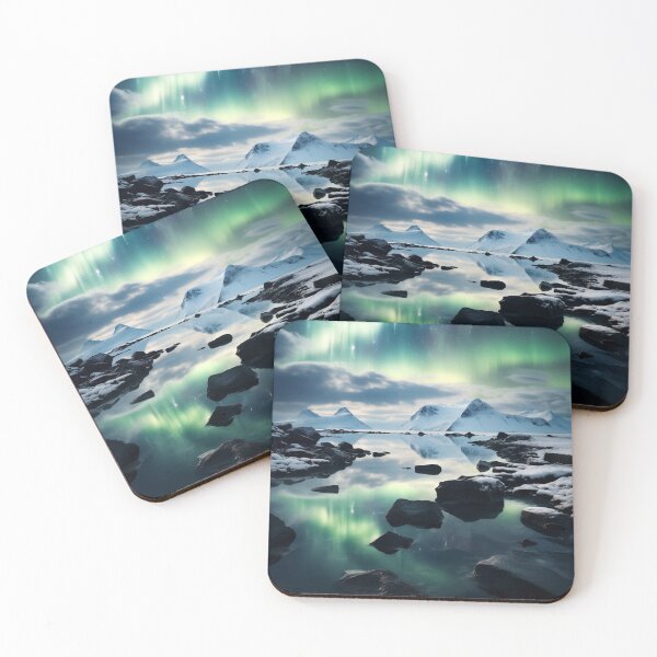 Item preview, Iceland landscape with aurora night sky in long exposure - Landscape photography designed and sold by TheArtistOf2022.