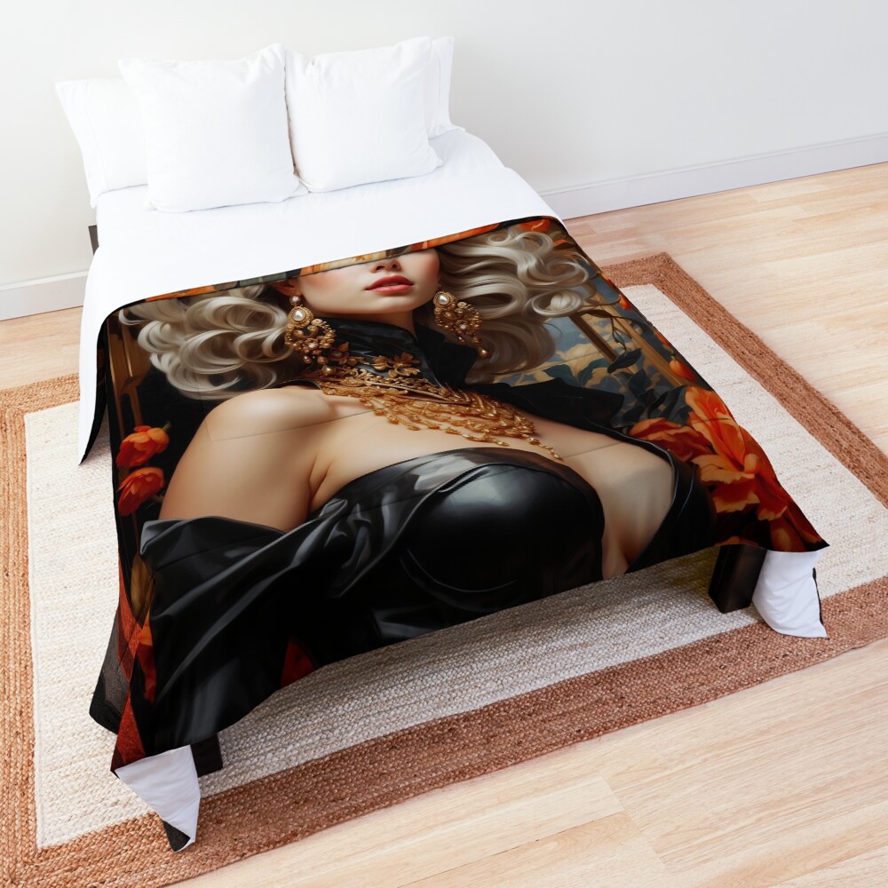 Let The Party Begin Pop Surrealism Portrait Stunning AI Concept Art by Xzendor7 Decorative Comforter Art Print