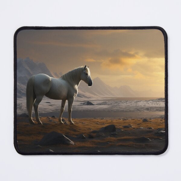 Item preview, Lake with rocks and wild horse at sunrise - Landscape photography designed and sold by TheArtistOf2022.