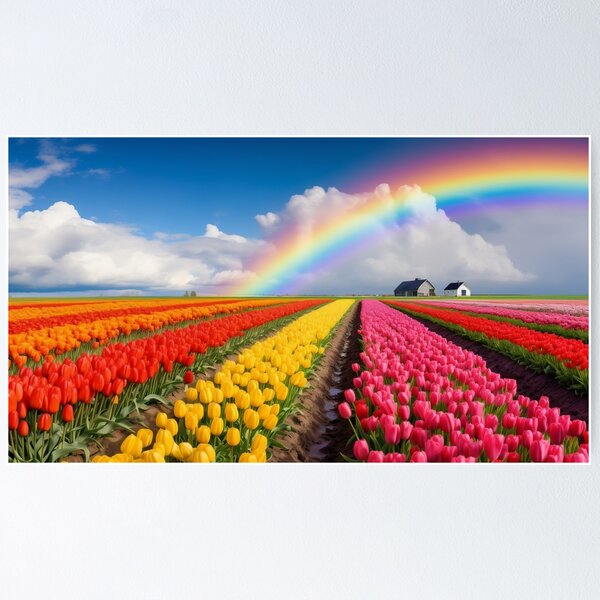 Artikelvorschau, Holland-Dorf mit Tulpenlandschaft - Landschaftsfotografie entworfen und verkauft von TheArtistOf2022.