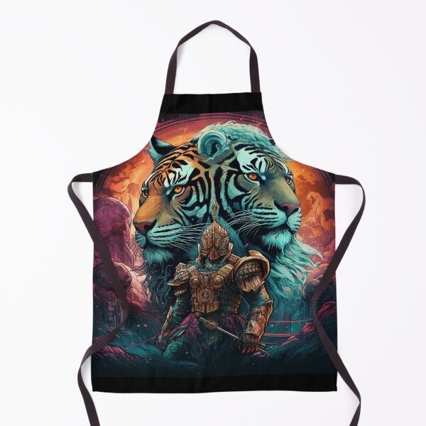 Item preview, Enigmatic Medieval Warrior with Twin Tigers designed and sold by mittie101.
