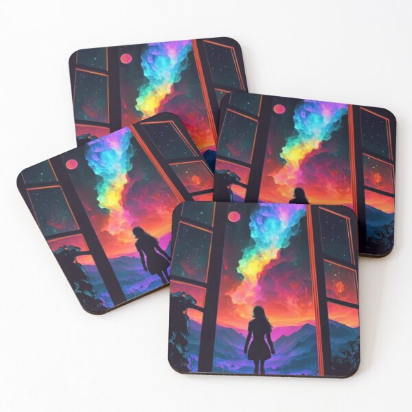 Item preview, Cosmic Dream: Female Silhouette in front of a Celestial Landscape designed and sold by masquetea.