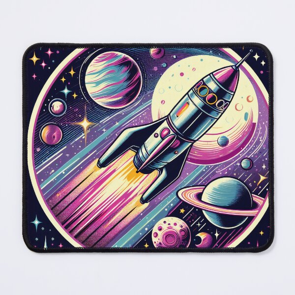 Item preview, Retro Space Adventure: Vintage Rocket designed and sold by TextileTrove.