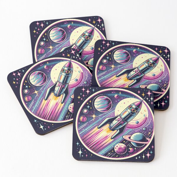 Item preview, Retro Space Adventure: Vintage Rocket designed and sold by TextileTrove.