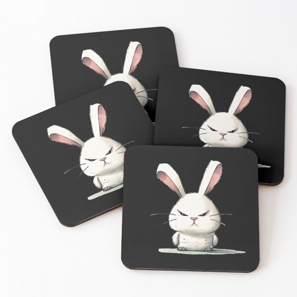 Item preview, Hilarious and Cute: Grumpy White Rabbit designed and sold by WallGemsArt.