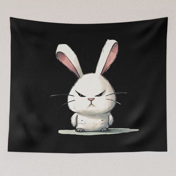 Item preview, Hilarious and Cute: Grumpy White Rabbit designed and sold by WallGemsArt.