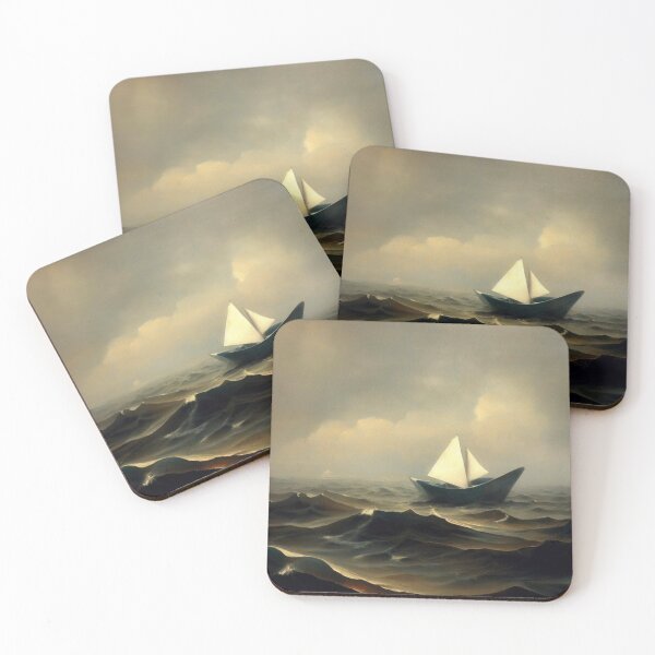 Item preview, Paper boat in rough seas designed and sold by Donkey's Salad.