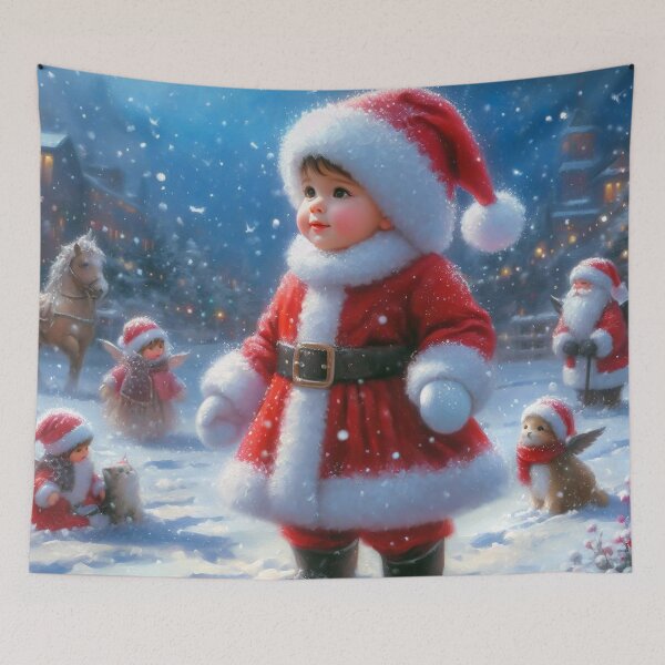 Item preview, LITTLE SANTA BOY IN SNOW designed and sold by SCOTTYBOYART.