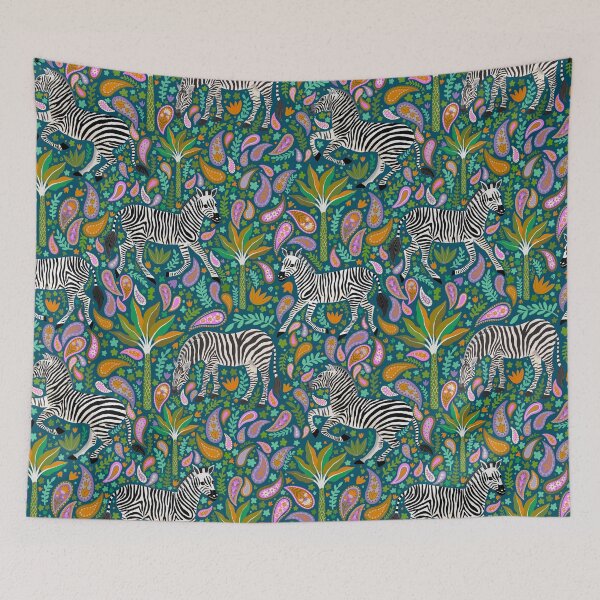 Item preview, Zebras and paisleys on dark designed and sold by Janet Broxon.
