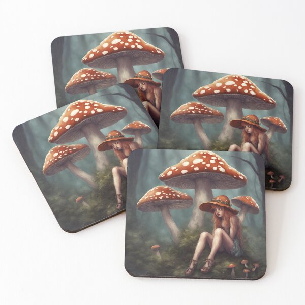 Item preview, Orange Mushroom Girl with Wide Brim Hat designed and sold by MysticStitchery.