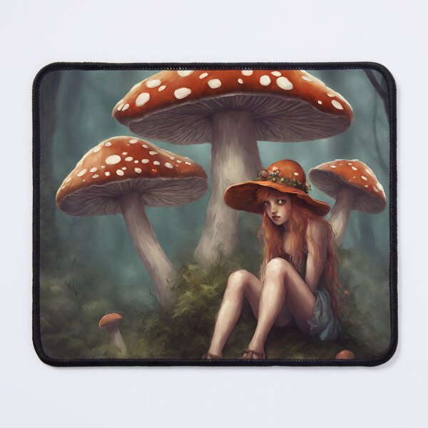 Item preview, Orange Mushroom Girl with Wide Brim Hat designed and sold by MysticStitchery.