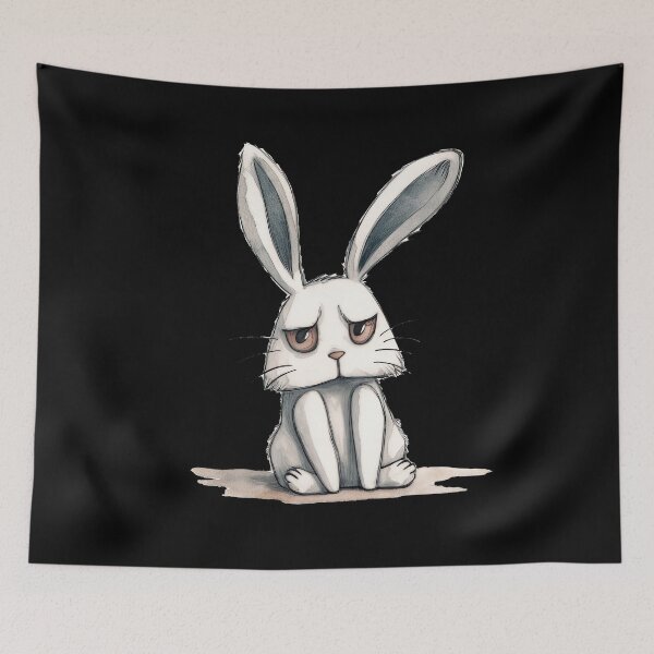 Item preview, Facial fun: Grumpy face of a white rabbit designed and sold by WallGemsArt.