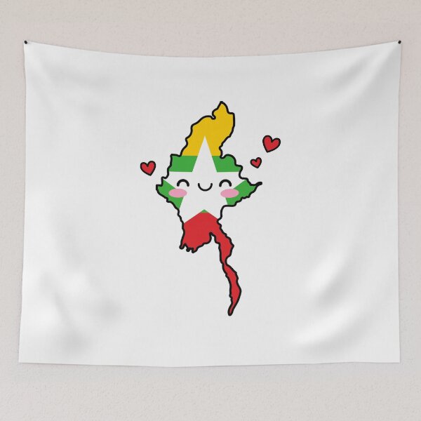Item preview, Myanmar Flag Map Smile with Love designed and sold by pixelsparkzone.