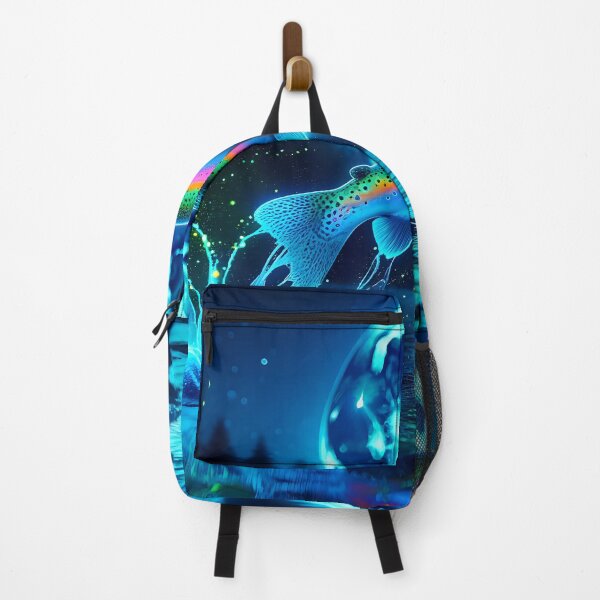 Item preview, Bioluminescent Rainbow Trout Nightscape: A Lunarpunk Custom Print with Surrealistic Charm designed and sold by Matt's Artificial Nature.