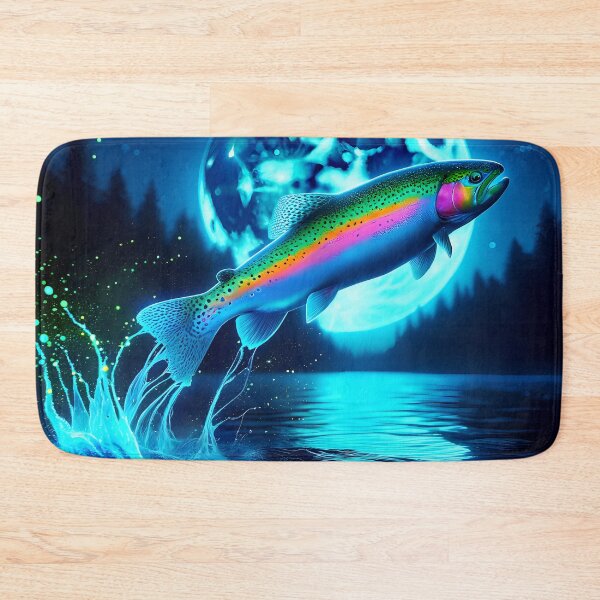 Item preview, Bioluminescent Rainbow Trout Nightscape: A Lunarpunk Custom Print with Surrealistic Charm designed and sold by Matt's Artificial Nature.