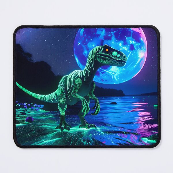 Item preview, Futuristic Velociraptor Beach Tapestry: KawaiiPunk Meets Hyper-Realism designed and sold by Matt's Artificial Nature.