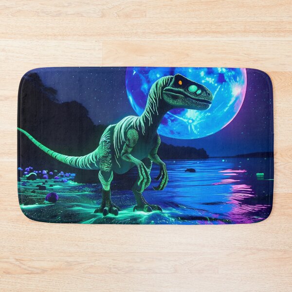 Item preview, Futuristic Velociraptor Beach Tapestry: KawaiiPunk Meets Hyper-Realism designed and sold by Matt's Artificial Nature.