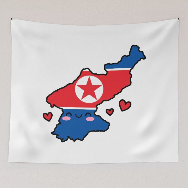 Item preview, North Korea Flag Map Smile with Love designed and sold by pixelsparkzone.