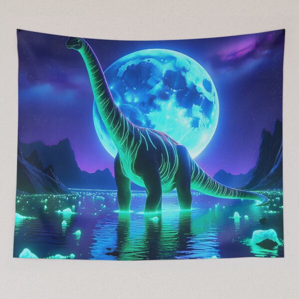 Item preview, Moonlit Neon Brachiosaurus: A Vibrant Dreamlike Vision designed and sold by Matt's Artificial Nature.