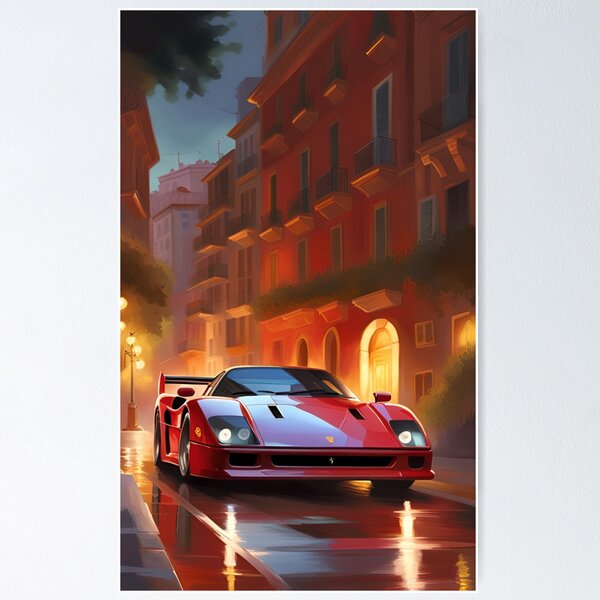 Ferrari F40 Front Side Shot  Posters, Impressions artistiques, Décoration  murale