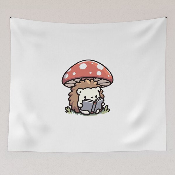 Item preview, Hedgehog Reading Under Mushroom designed and sold by UmbrellaStudio1.