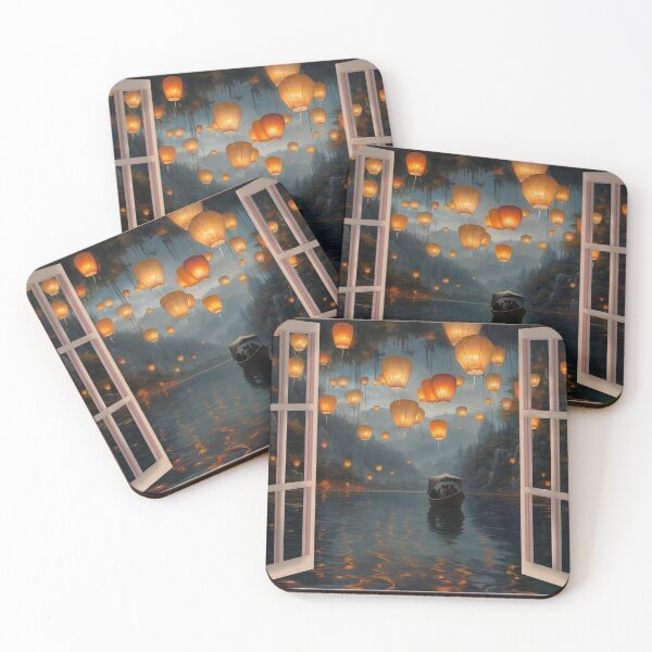 Item preview, Lanterns and boat in lake designed and sold by zand-n-zive.
