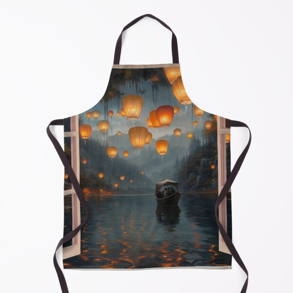 Item preview, Lanterns and boat in lake designed and sold by zand-n-zive.