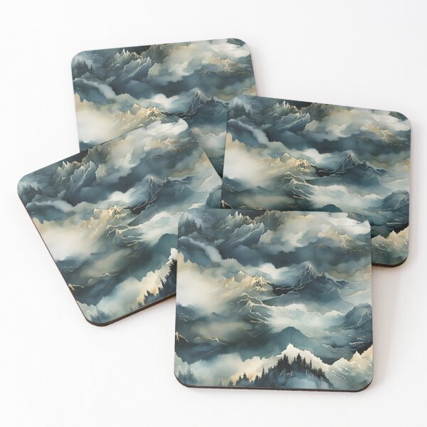 Item preview, Misty Mountain Peaks: Ethereal Impressionistic Watercolor Dreamscape designed and sold by polonuim210.