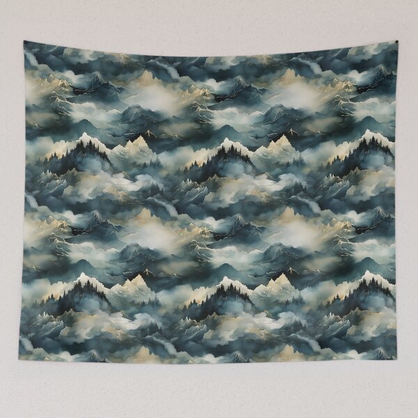 Item preview, Misty Mountain Peaks: Ethereal Impressionistic Watercolor Dreamscape designed and sold by polonuim210.
