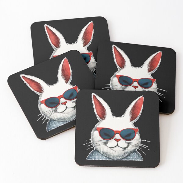 Item preview, White rabbit with red ears designed and sold by WallGemsArt.