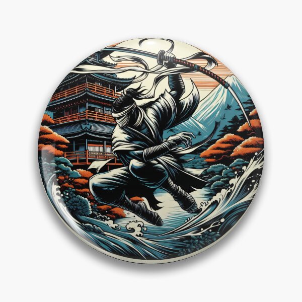 Item preview, Ninjutsu Fighting Pose Ukiyo-e Temple Design designed and sold by RedDesignSyc.